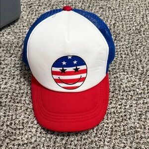 Patriotic Smiley trucker Cap - Red, White, and Blue